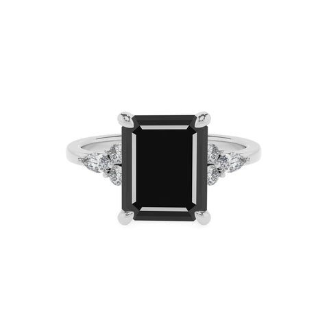 natural black-onyx emerald solitaire engagement ring