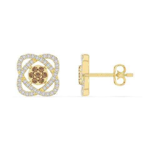 natural citrine inner power stud earrings in yellow gold vermeil 