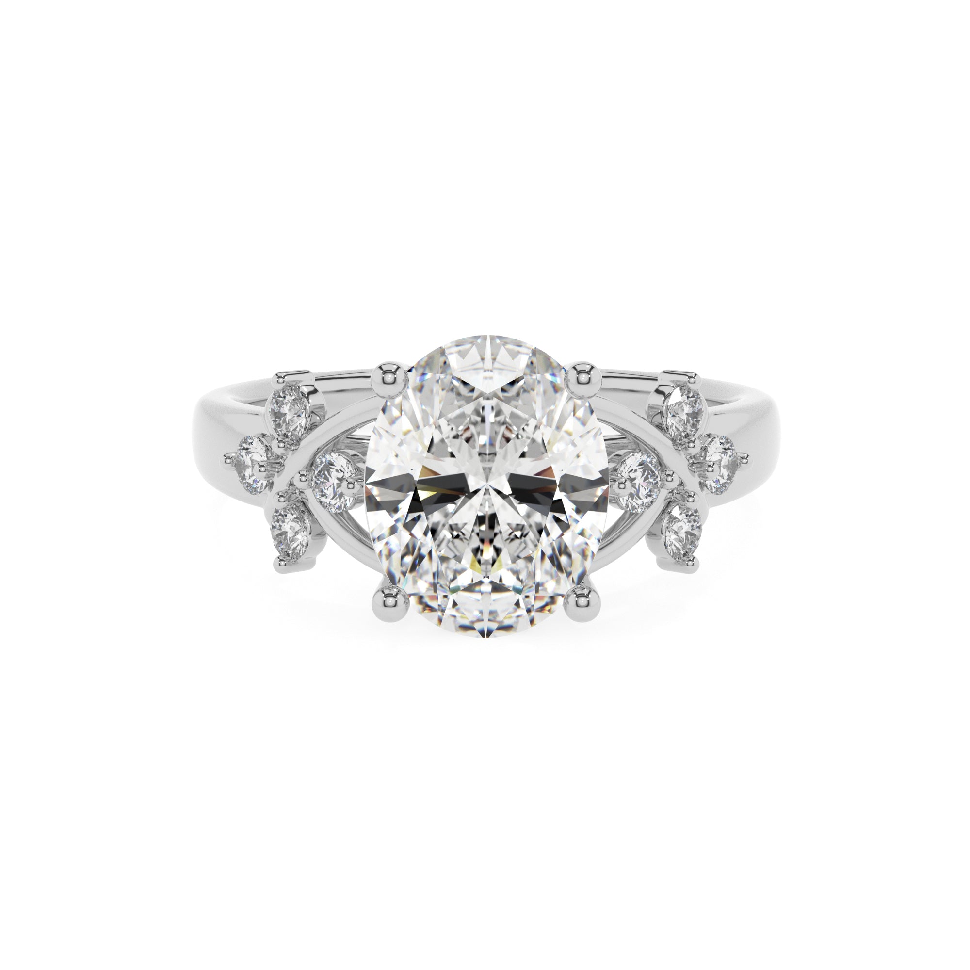 lab-grown moissanite oval criss cross solitaire engagement ring