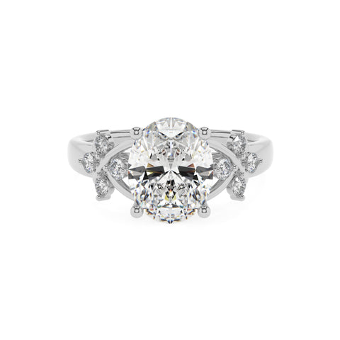 lab-grown moissanite oval criss cross solitaire engagement ring