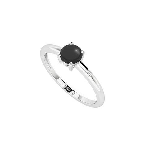 black onyx round cab stackable prong-set ring