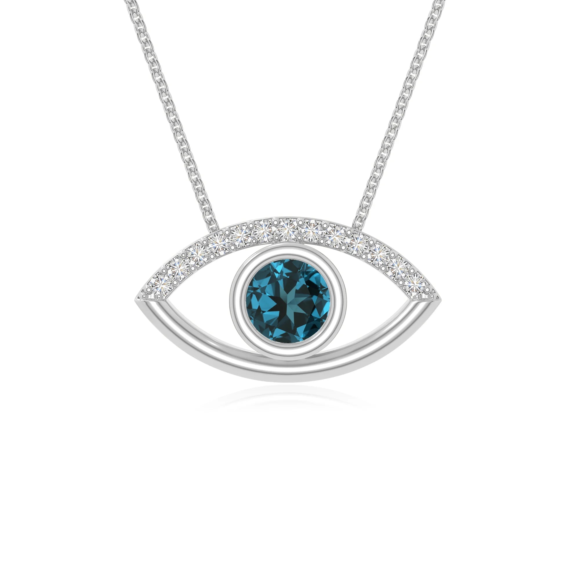 natural london-blue-topaz evil eye necklaces in sterling silver 