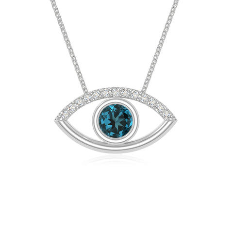natural london-blue-topaz evil eye necklaces in sterling silver 