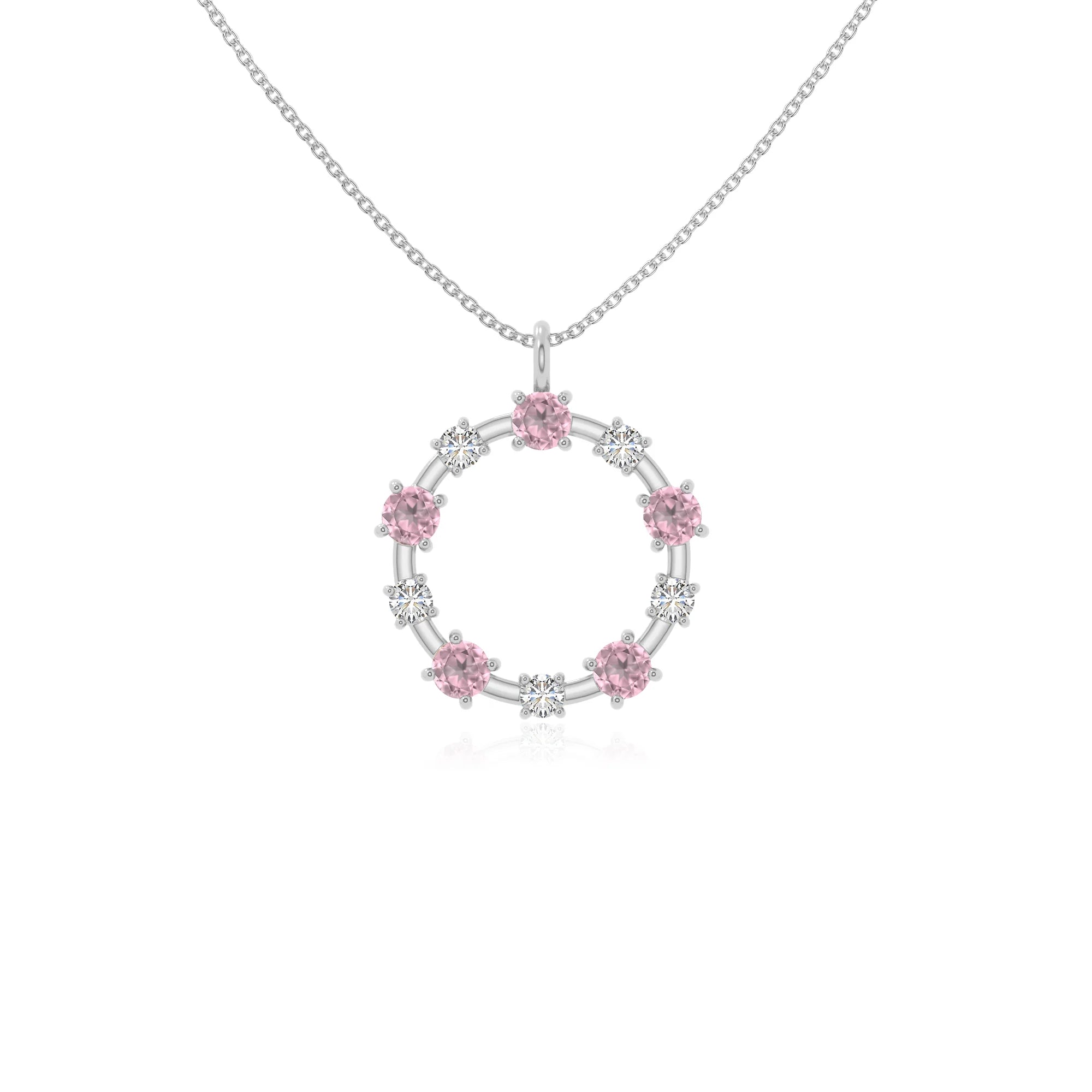 natural pink-tourmaline infinity love knot necklaces in sterling silver 