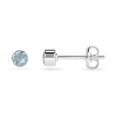 natural aquamarine round shape stud earrings