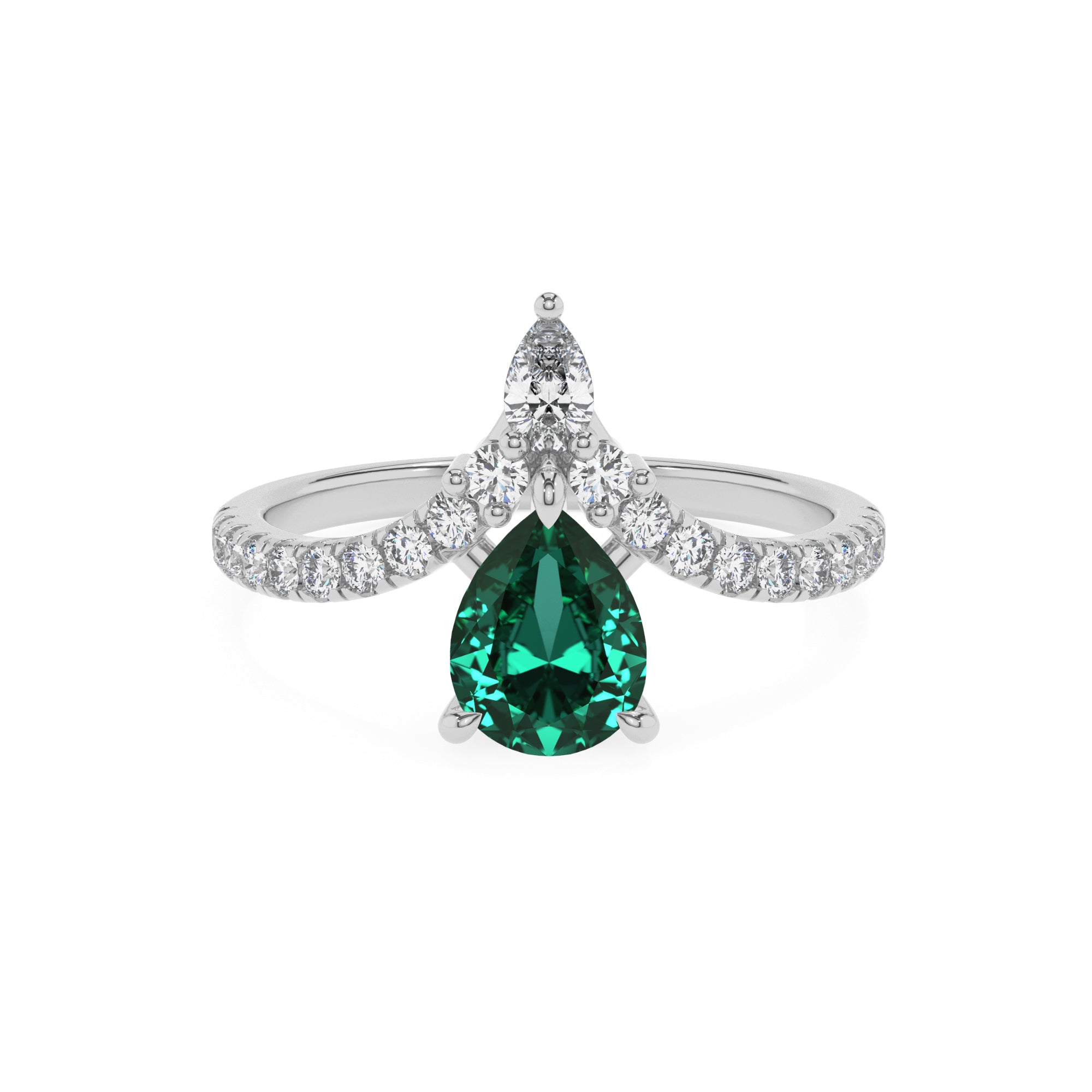 lab-grown emerald pear solitaire engagement ring