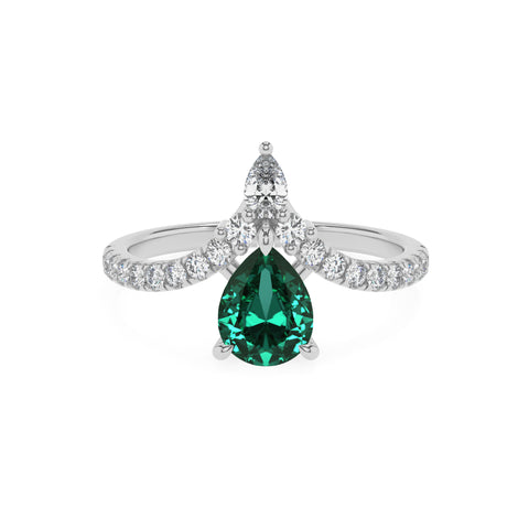 lab-grown emerald pear solitaire engagement ring