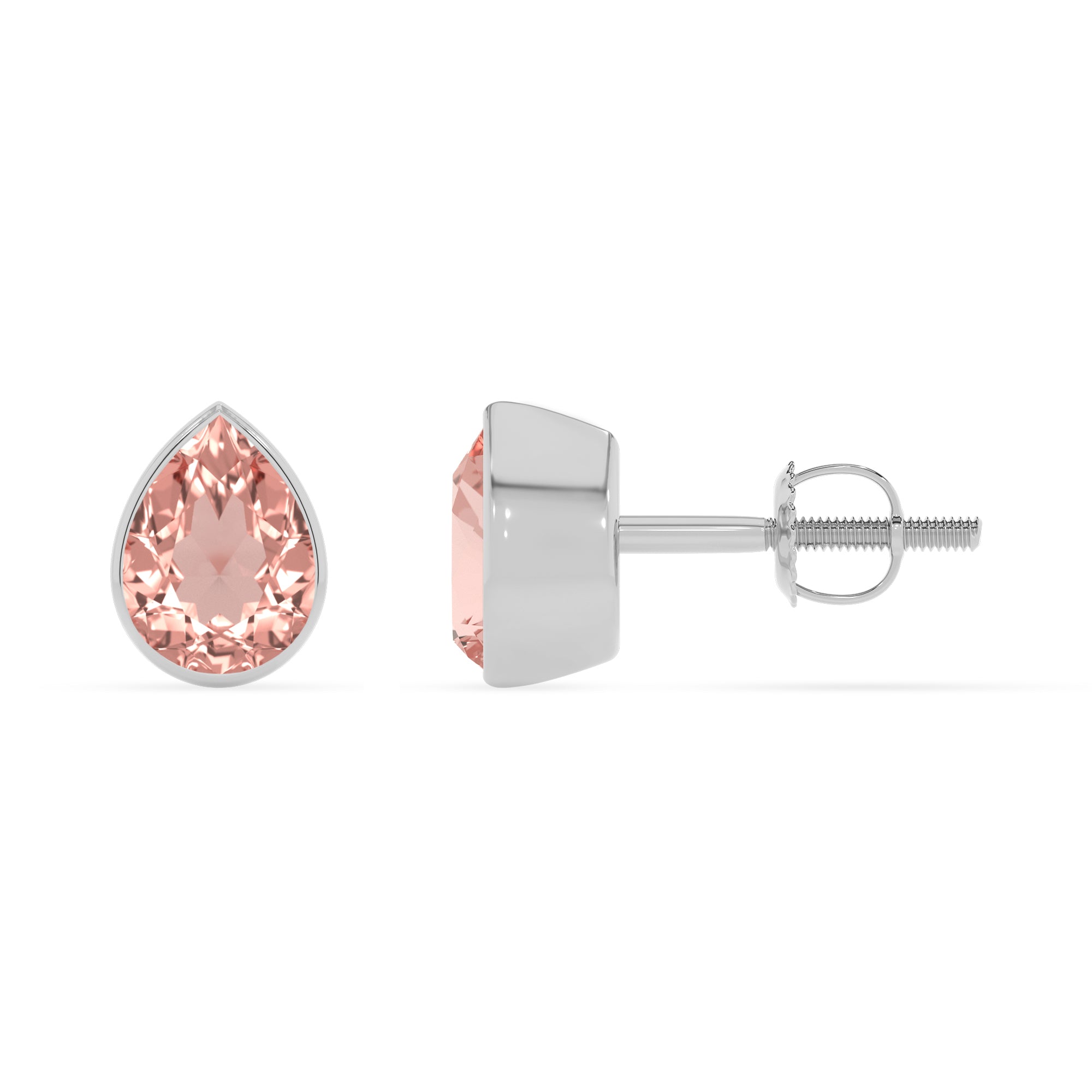 lab grown morganite pear stud earrings 