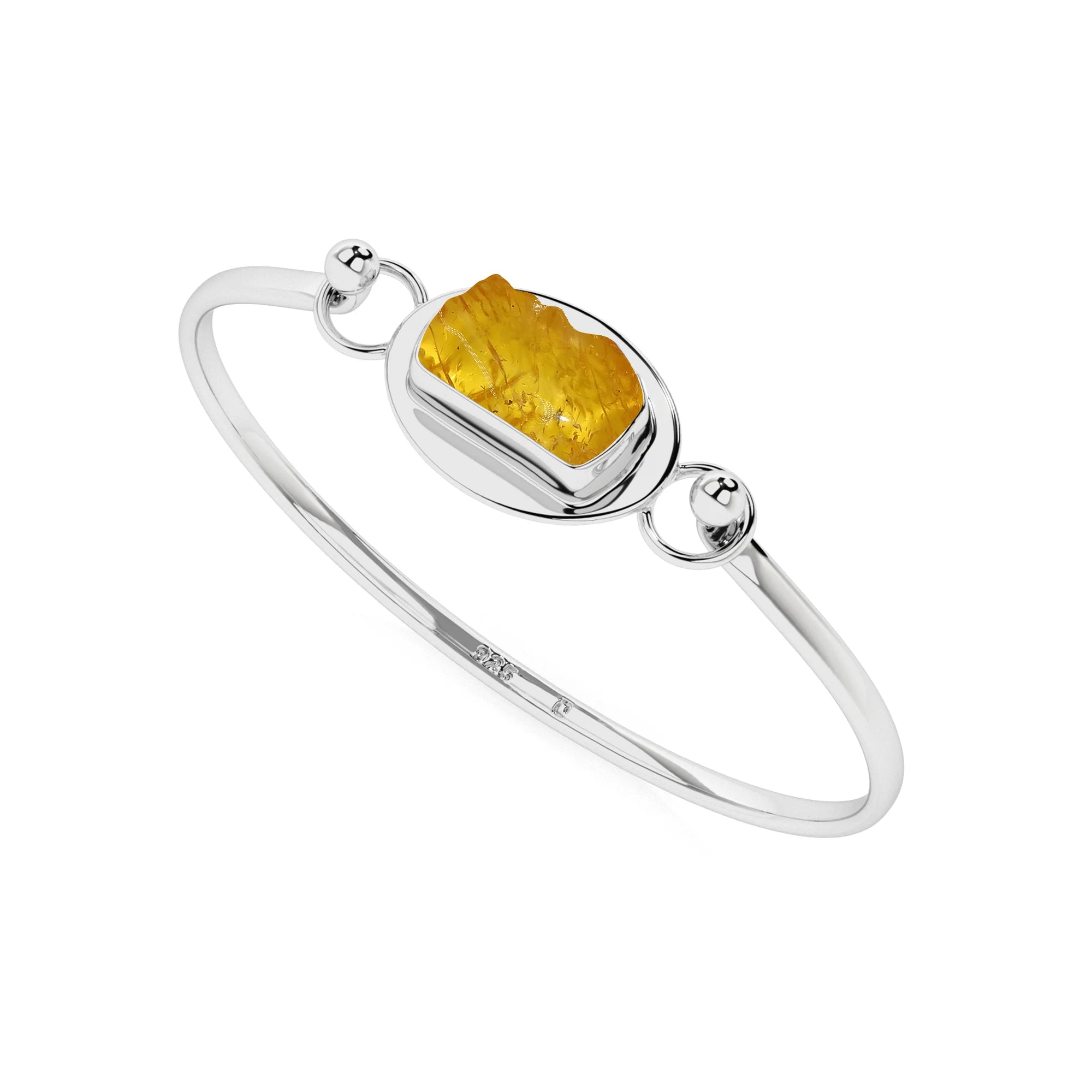 natural amber rough shape twister bracelet