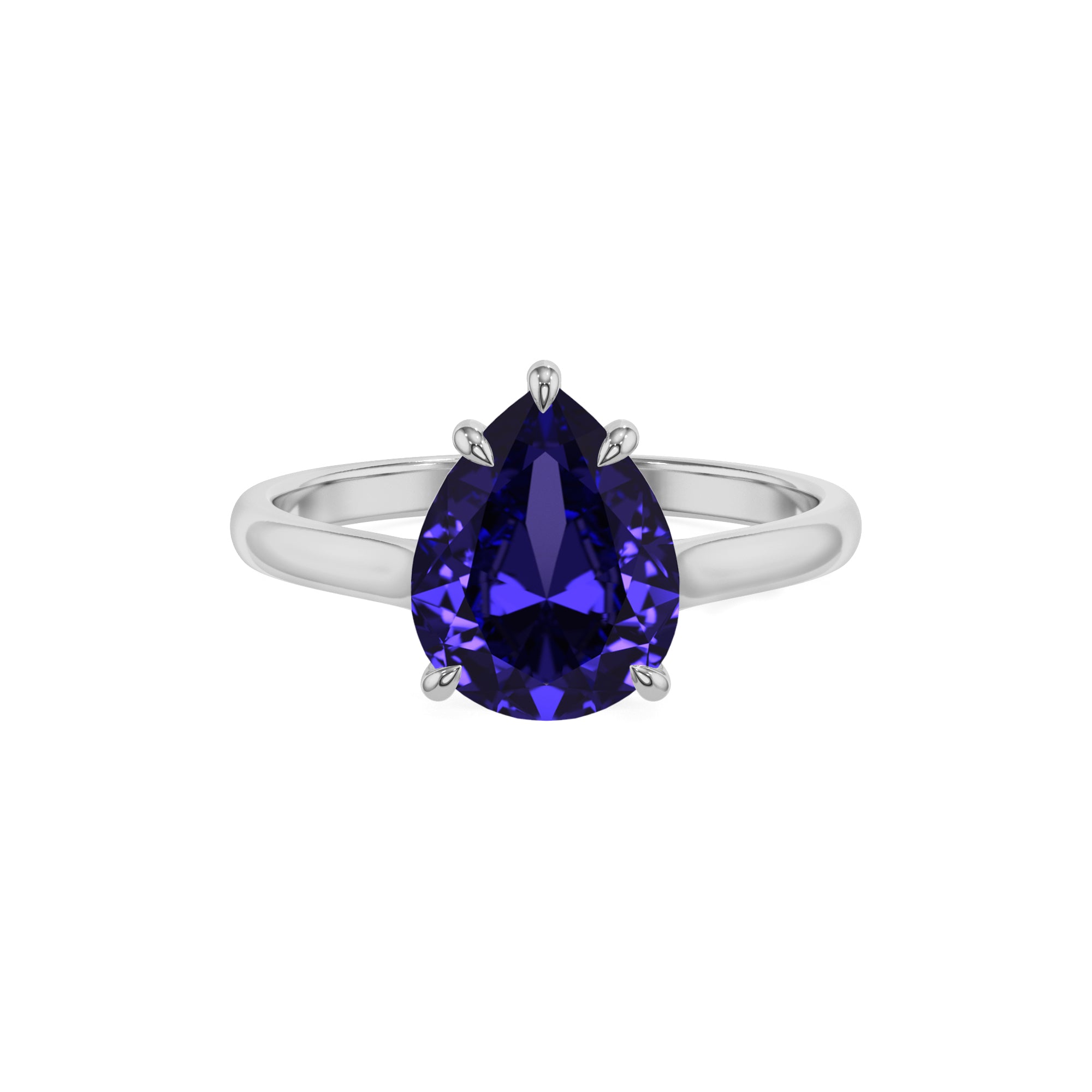 lab grown tanzanite pear solitaire engagement ring