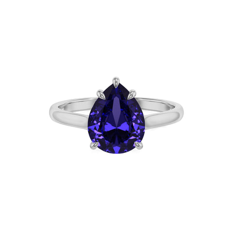 lab grown tanzanite pear solitaire engagement ring