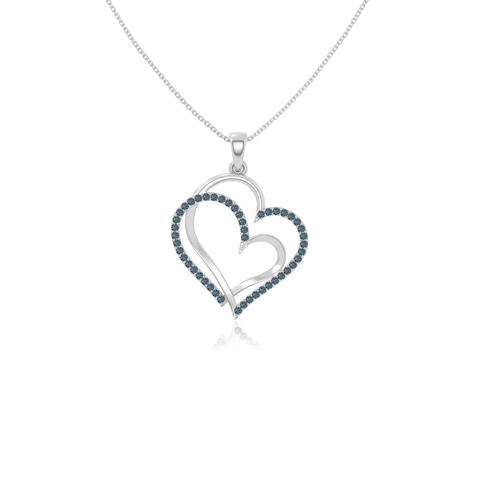natural london-blue-topaz double heart necklaces in sterling silver 