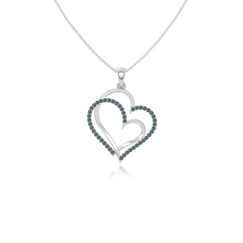 natural london-blue-topaz double heart necklaces in sterling silver 