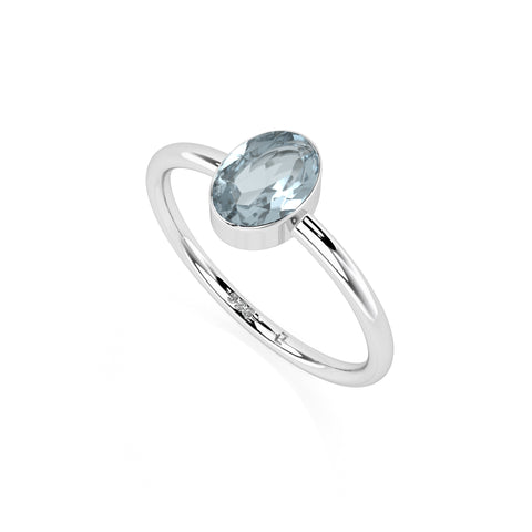 aquamarine oval cut stackable bezel-set ring