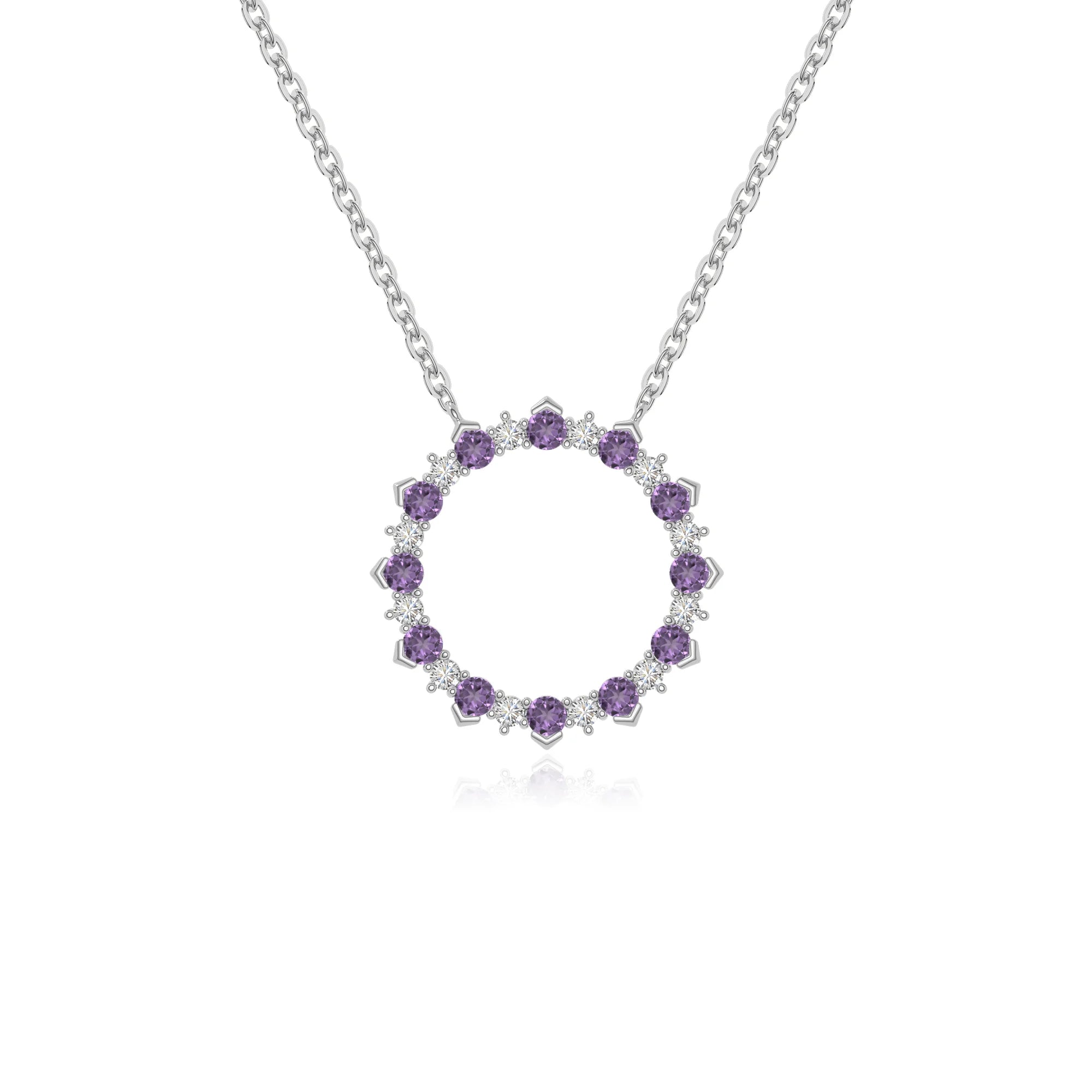 natural amethyst sun necklaces in sterling silver 