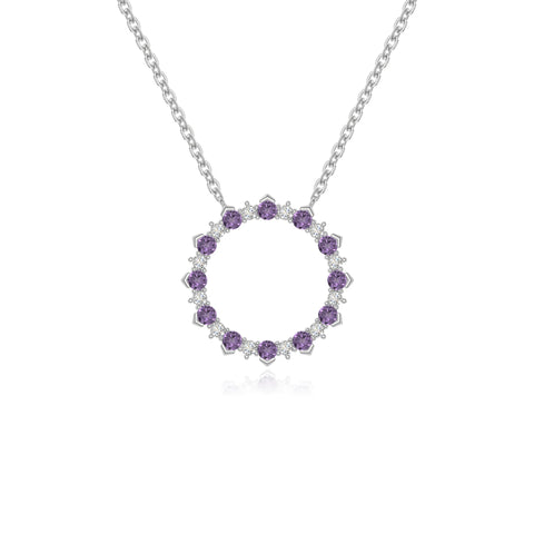 natural amethyst sun necklaces in sterling silver 