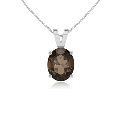 lab grown smoky quartz oval shape solitaire v-bale pendant necklace