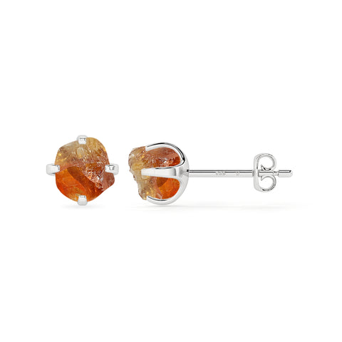 natural citrine rough shape stud earrings