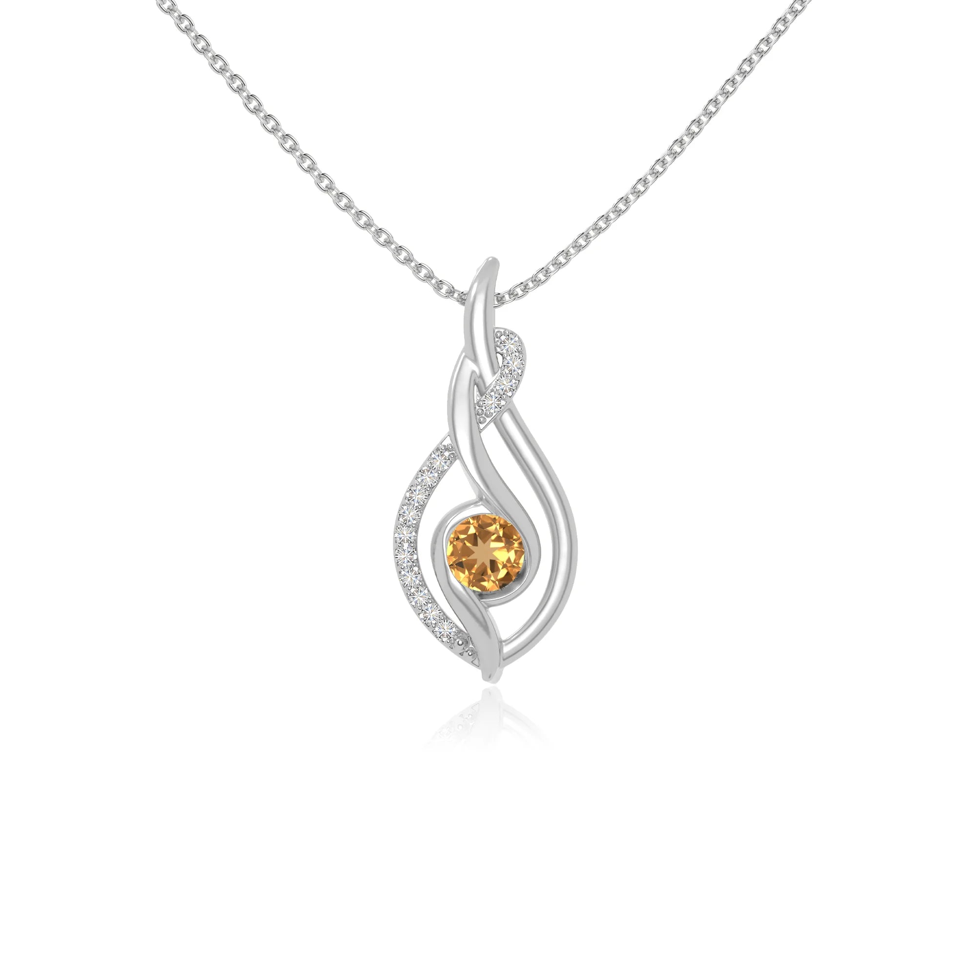 natural citrine twisted infinty knot necklaces in sterling silver 