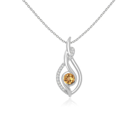 natural citrine twisted infinty knot necklaces in sterling silver 