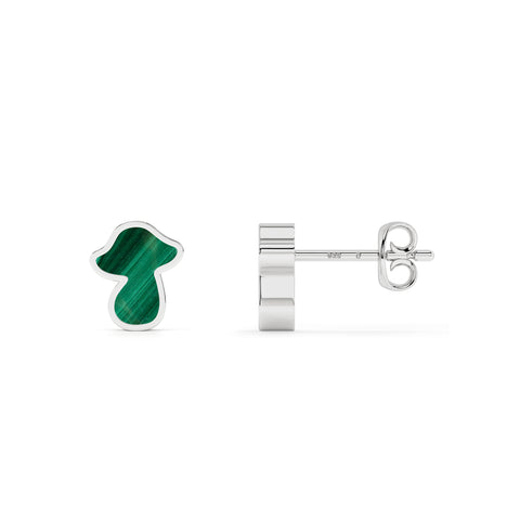 natural malachite mushroom shape stud earrings