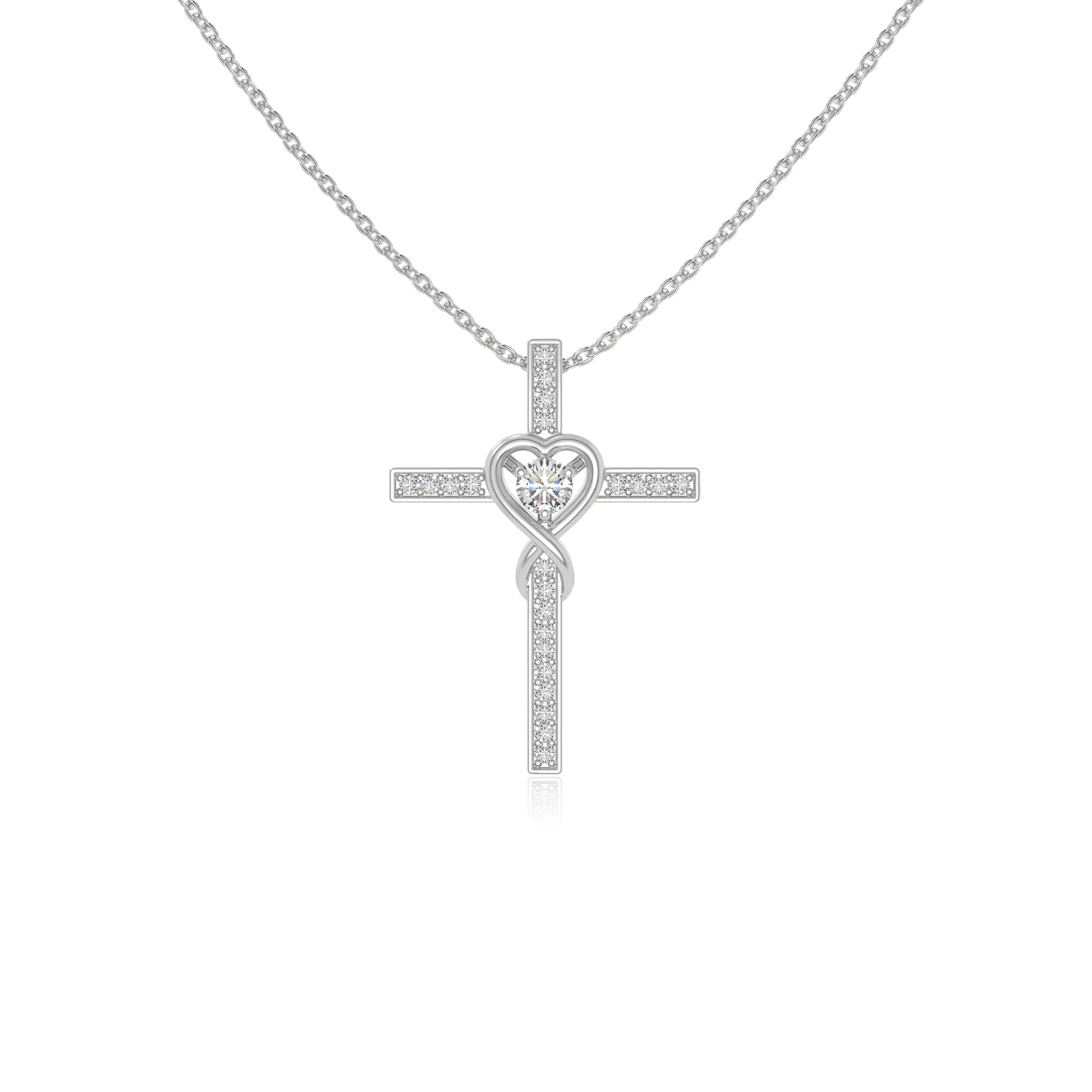 moissanite infinity cross necklaces in sterling silver 