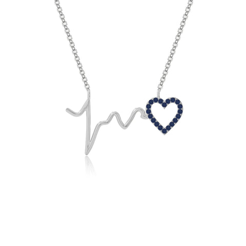 natural blue-sapphire heartbeat necklaces in sterling silver 