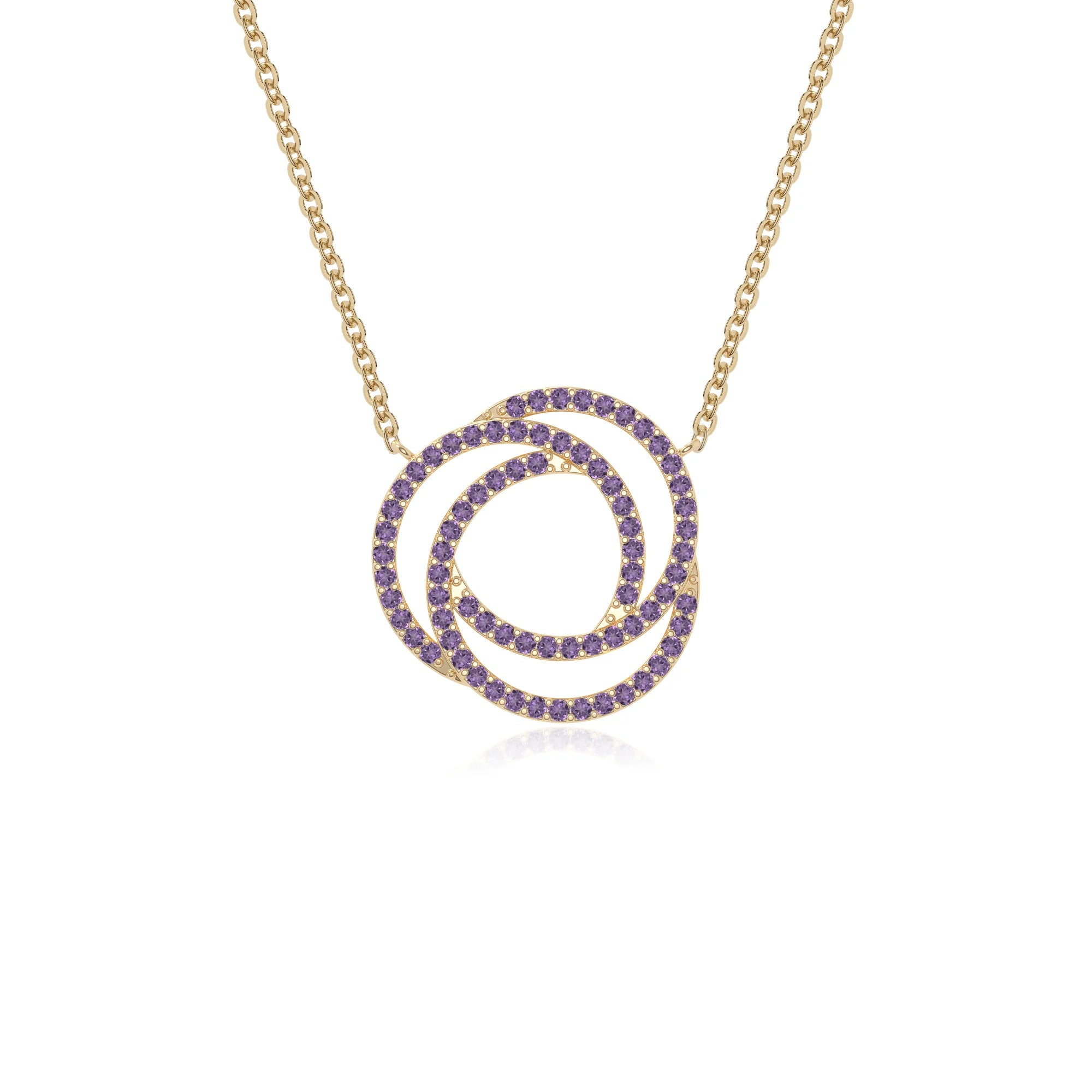 natural amethyst infinity love knot necklaces in yellow gold vermeil 