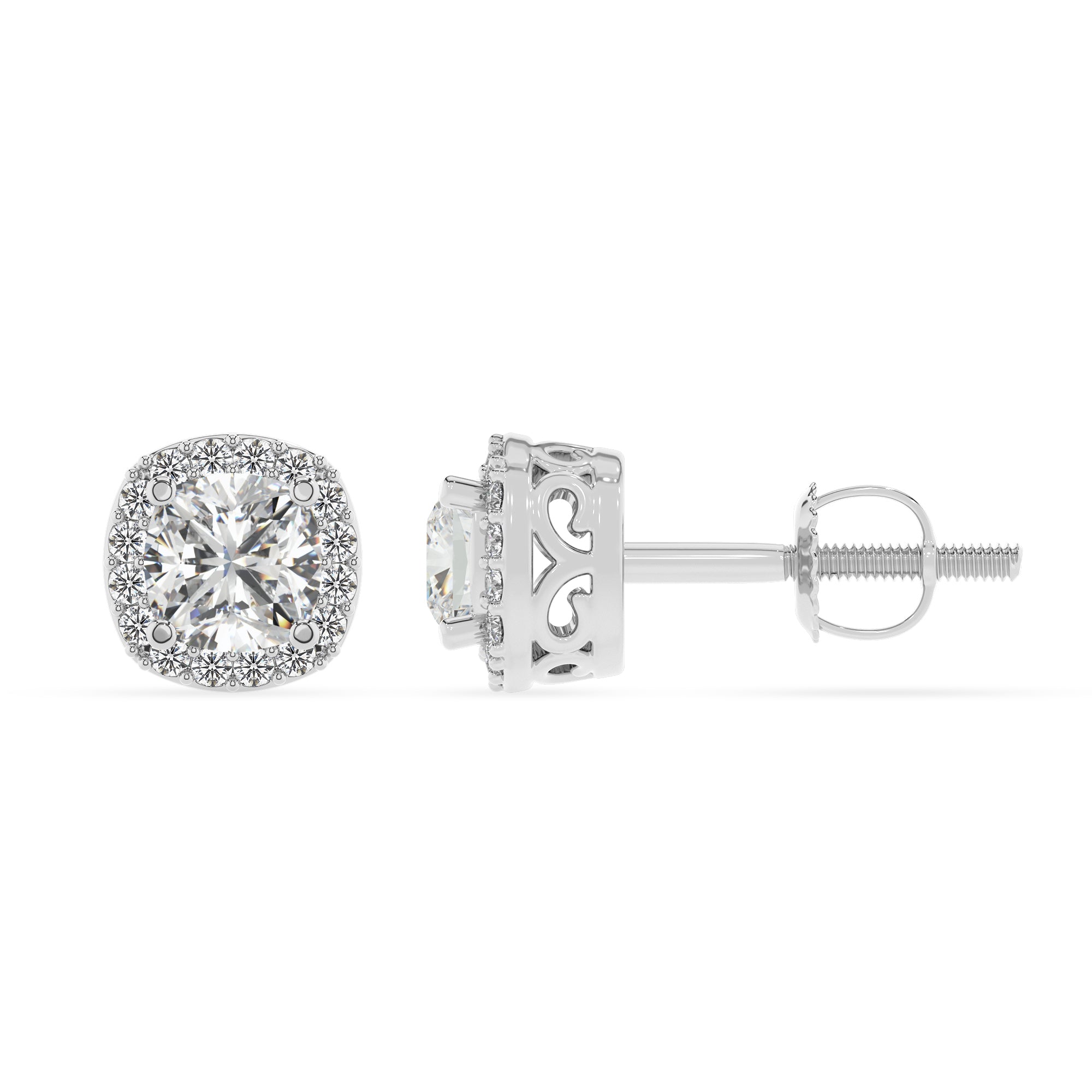 lab grown moissanite cushion stud earrings with moissanite 