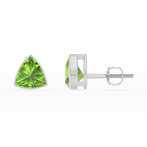 natural peridot trillion stud earrings 