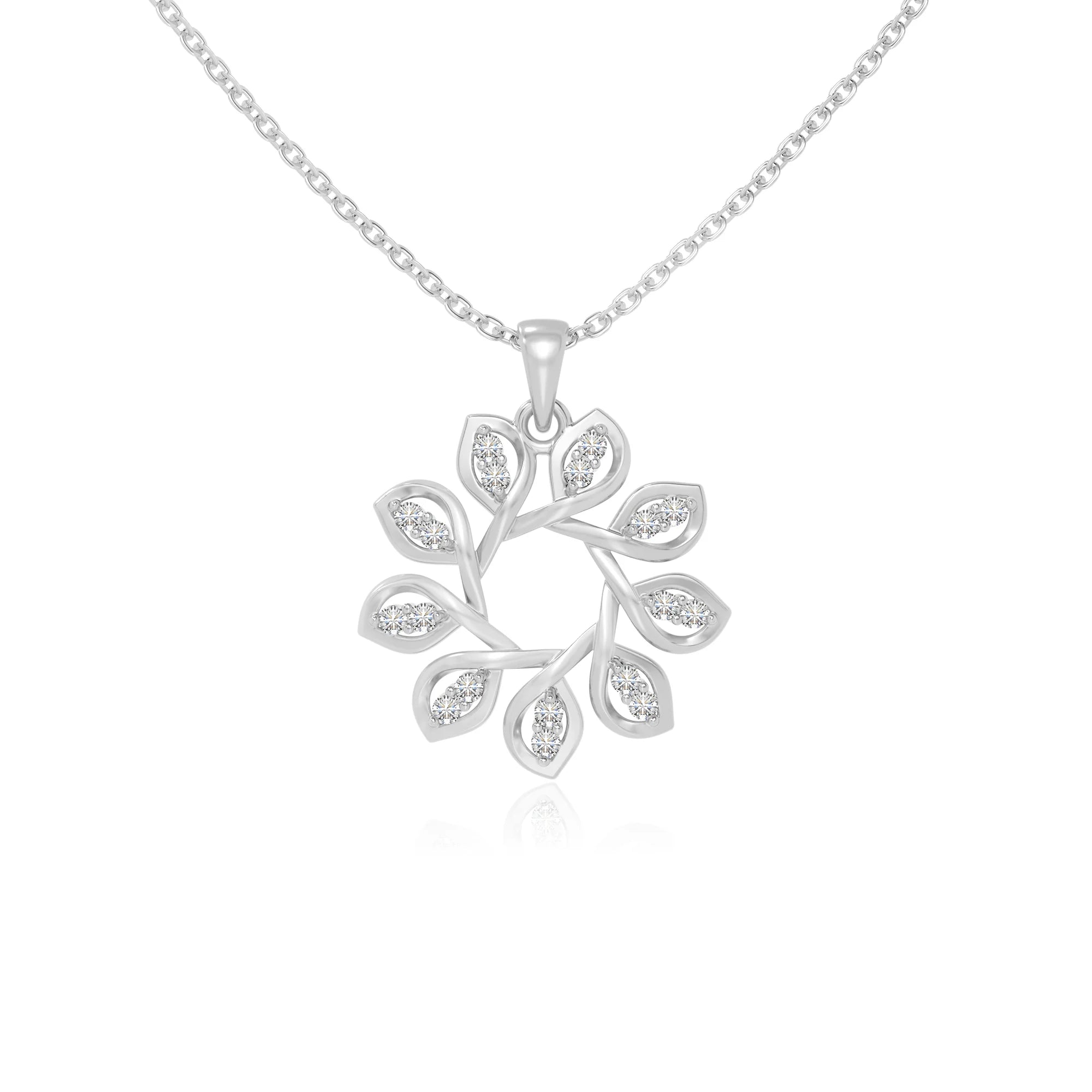 moissanite flower necklaces in sterling silver 