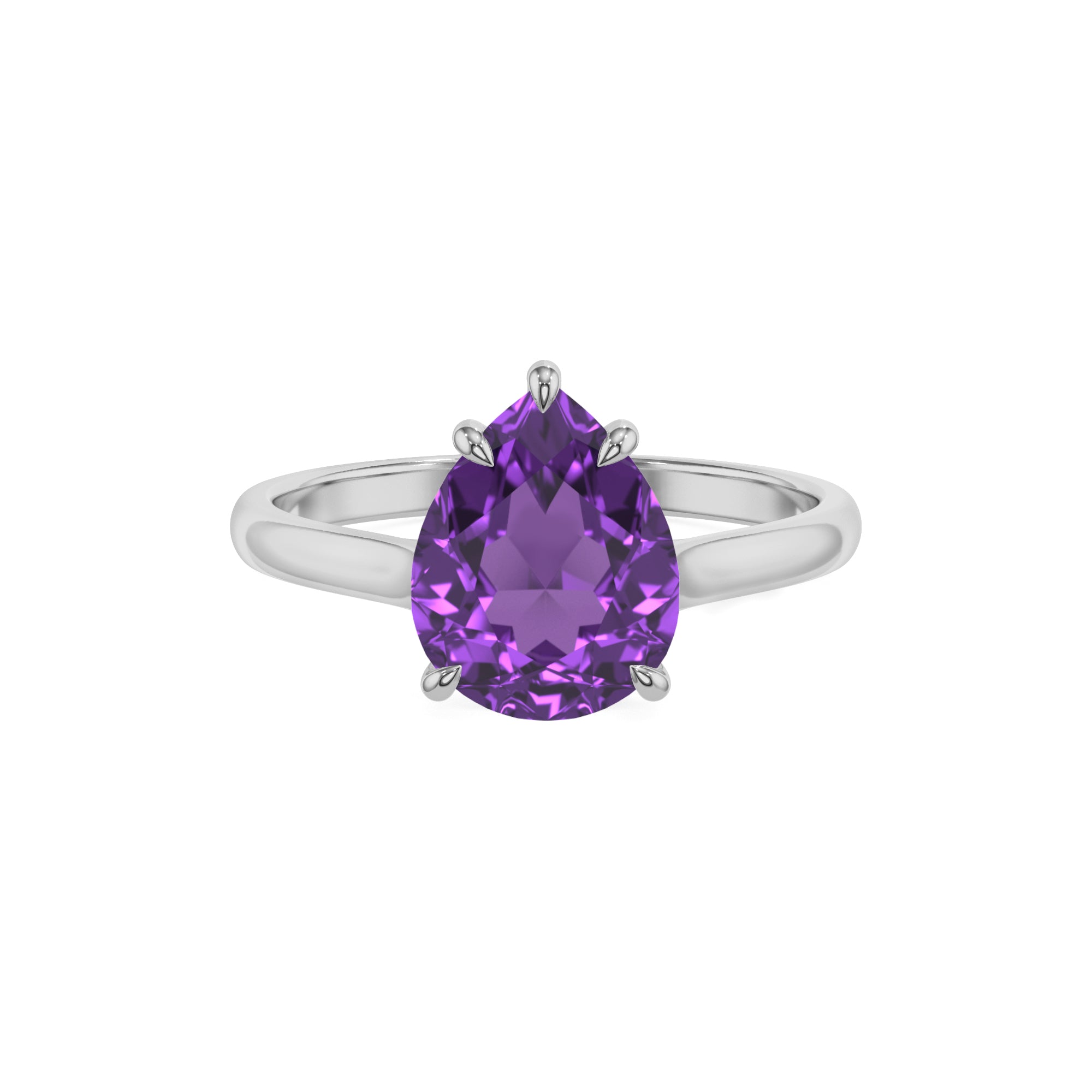 lab grown amethyst pear solitaire engagement ring