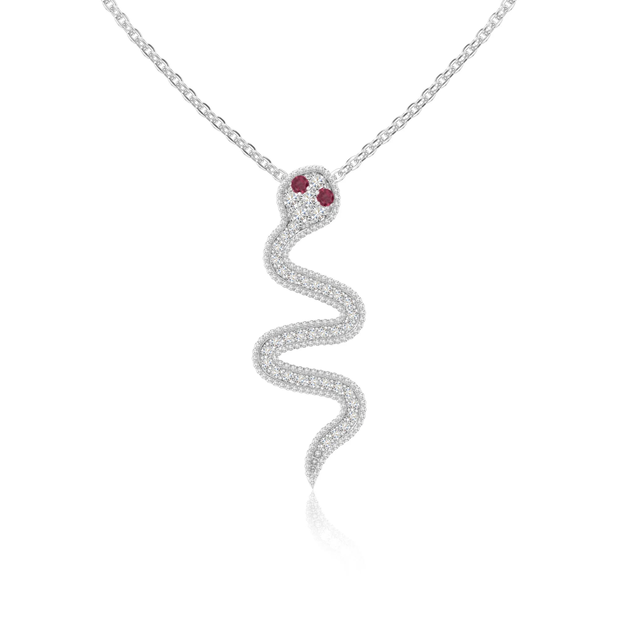 natural ruby snake necklaces in sterling silver 