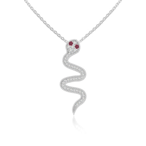 natural ruby snake necklaces in sterling silver 