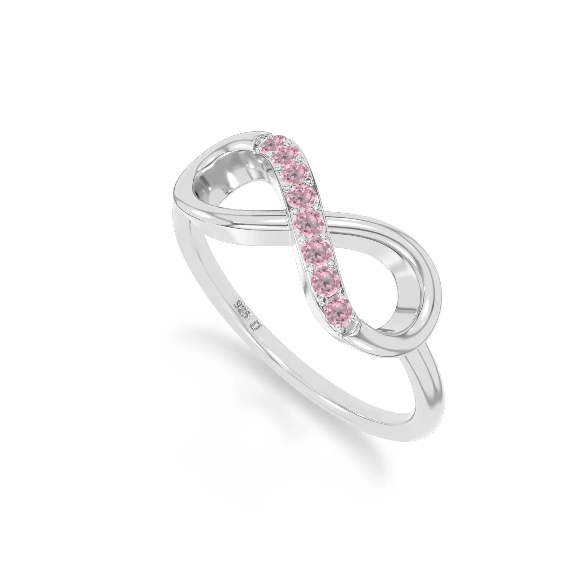 natural pink tourmaline infinity promise rings in sterling silver 