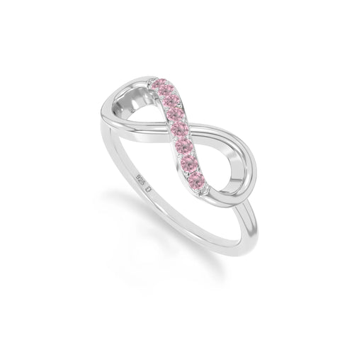 natural pink tourmaline infinity promise rings in sterling silver 