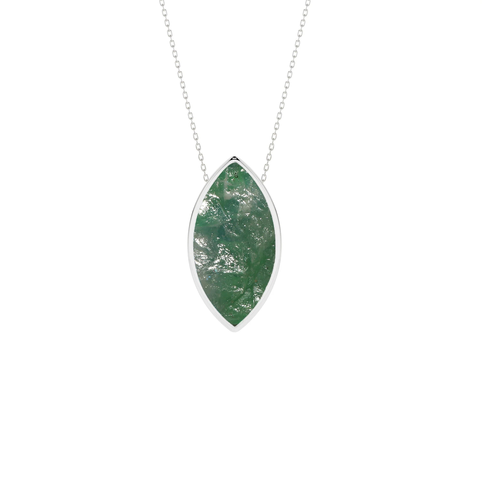 natural green-moonstone marquise shape pendant necklace