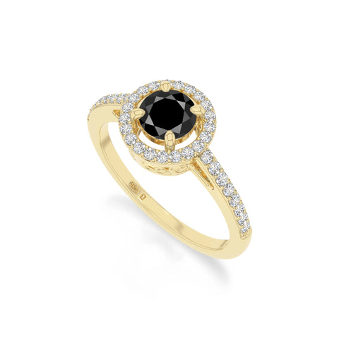 natural black onyx solitaire halo engagement rings in yellow gold vermeil