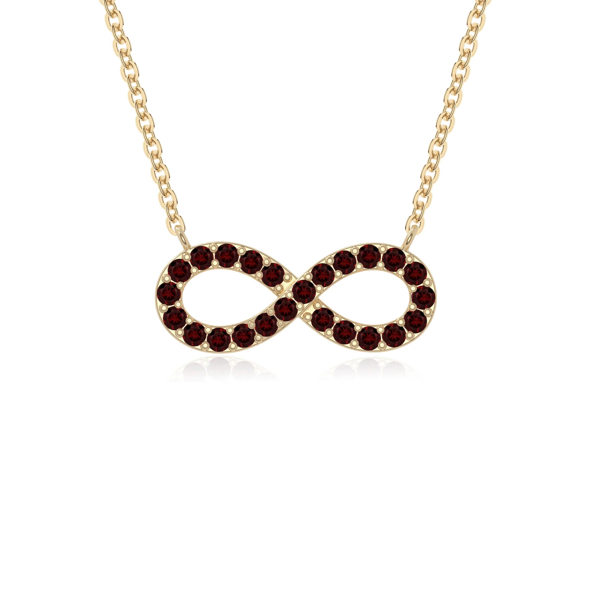 natural garnet infinity necklaces in yellow gold vermeil 