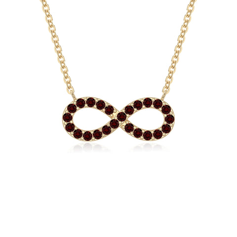 natural garnet infinity necklaces in yellow gold vermeil 