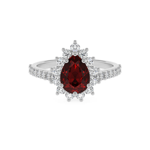 natural garnet pear half eterity halo solitaire engagement ring