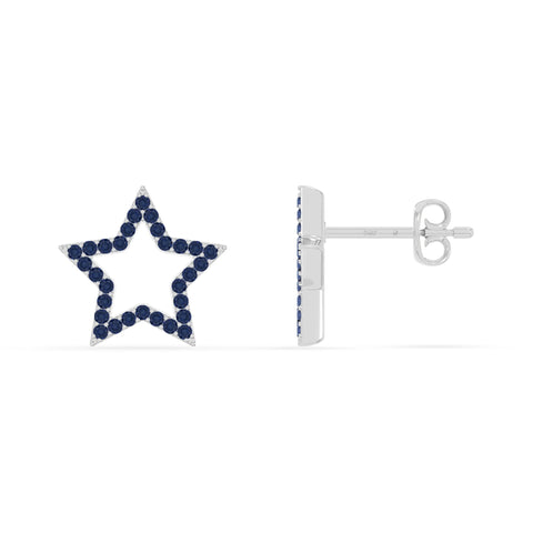 natural blue-sapphire star stud earrings in sterling silver 