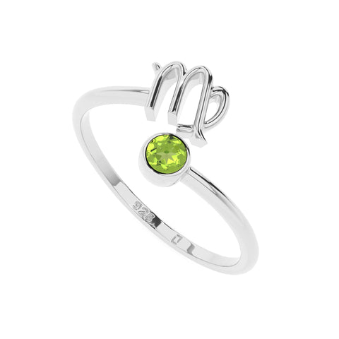 virgo zodiac ring with natural peridot