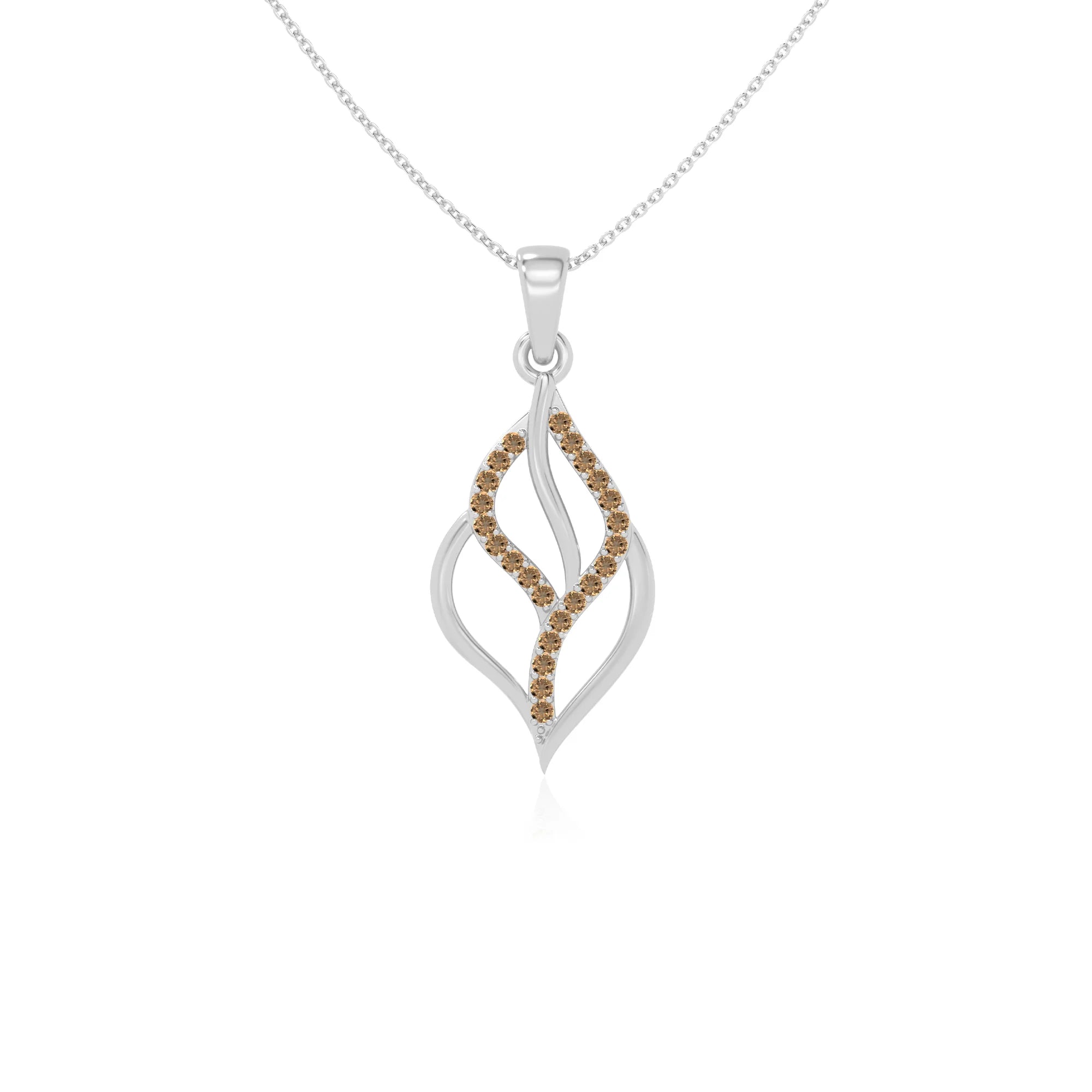 natural citrine leaf necklaces in sterling silver 