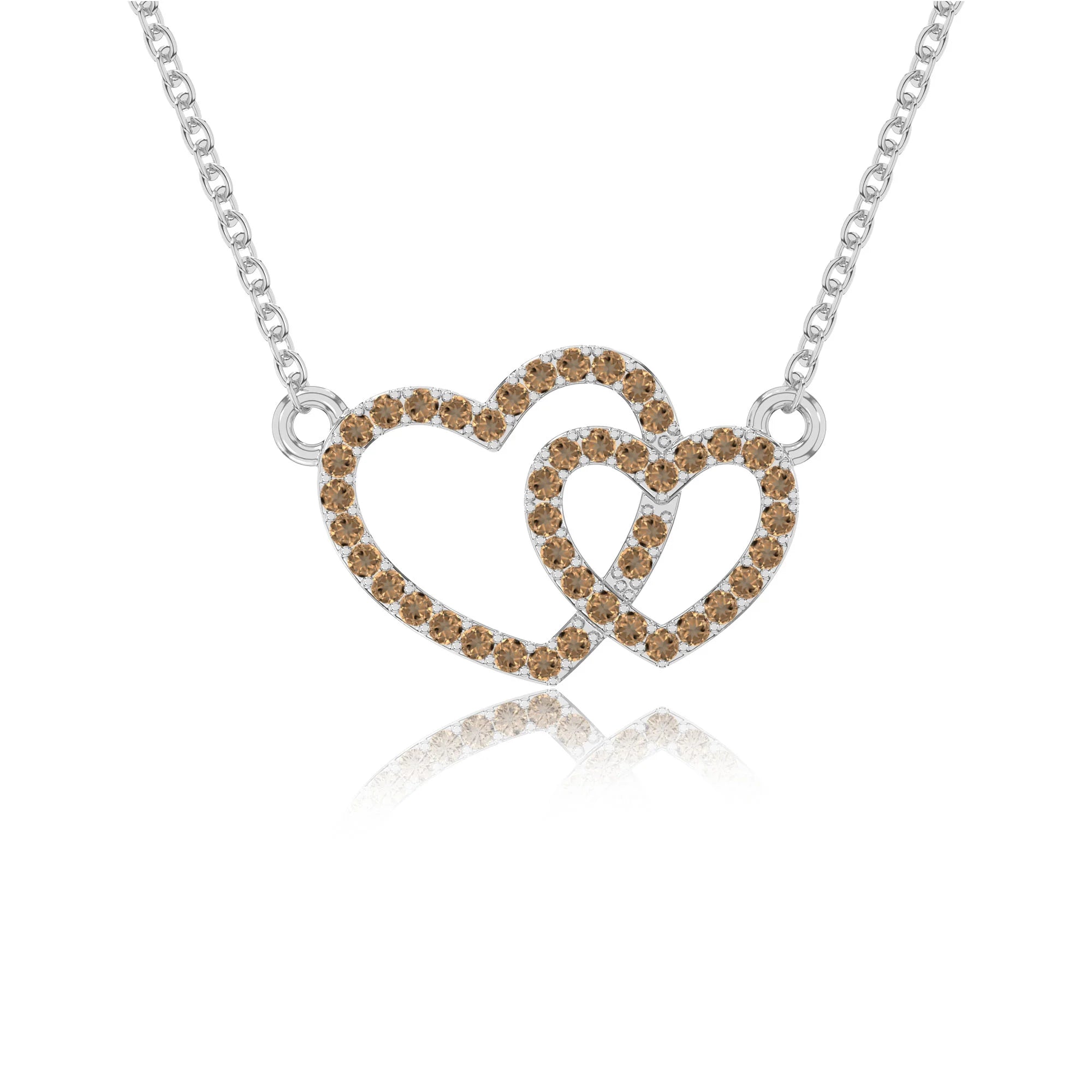 natural citrine heart in heart necklaces in sterling silver 