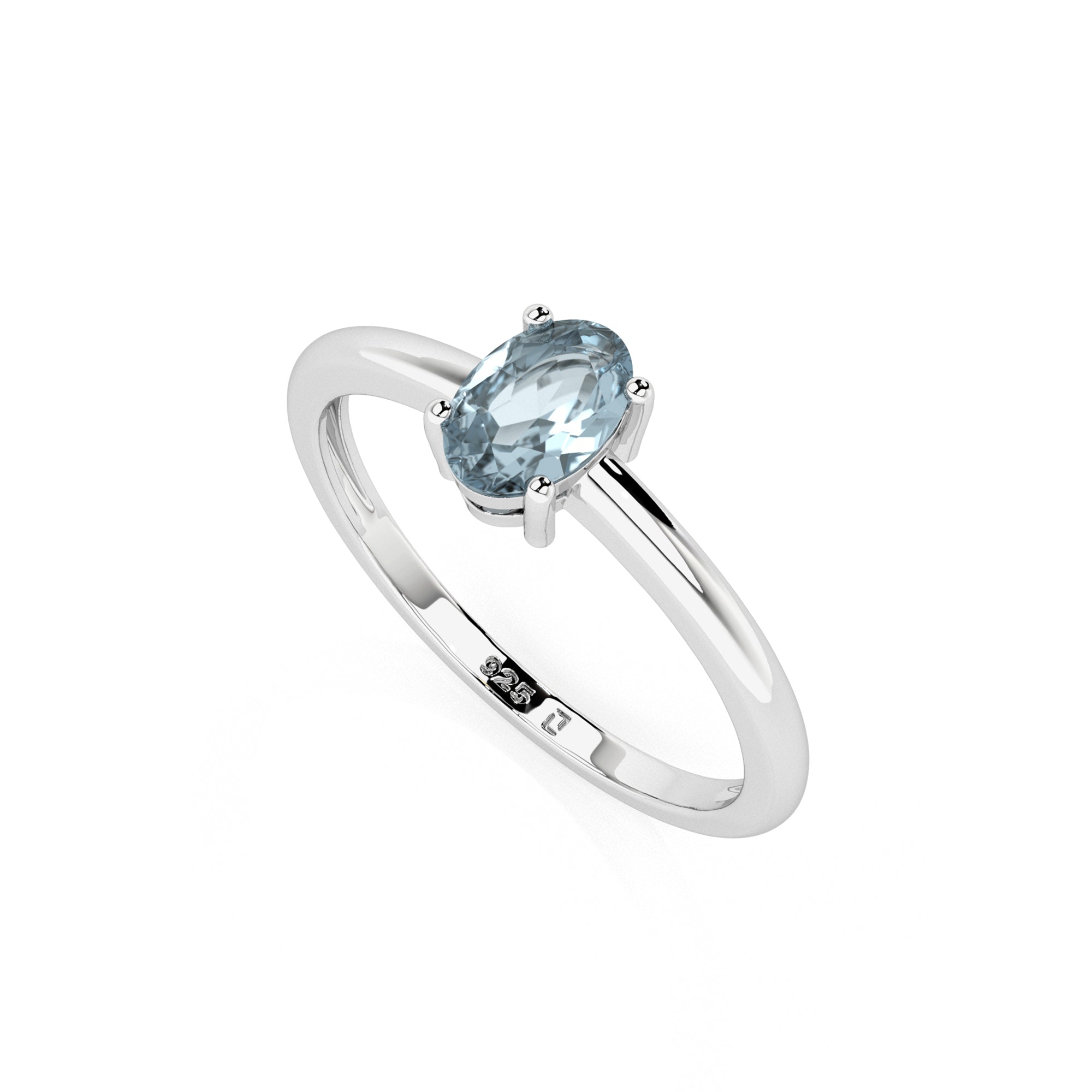 aquamarine oval cut stackable prong-set ring