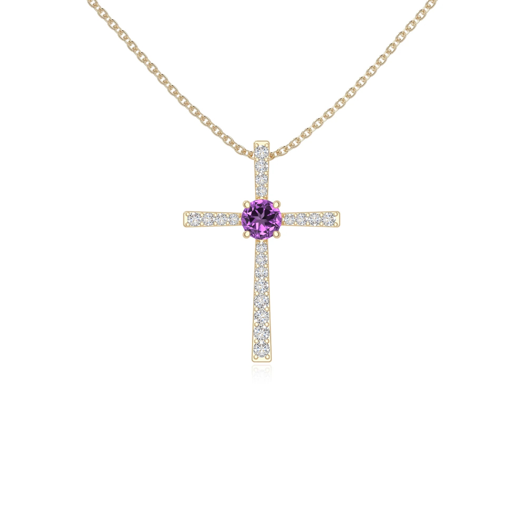 natural amethyst cross necklaces in yellow gold vermeil 