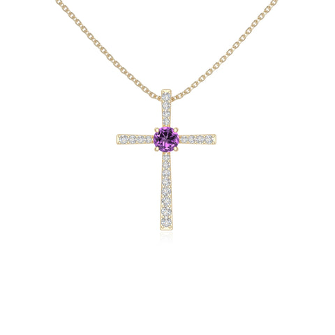 natural amethyst cross necklaces in yellow gold vermeil 