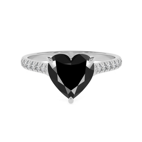 natural black-onyx heart half eterity solitaire engagement ring