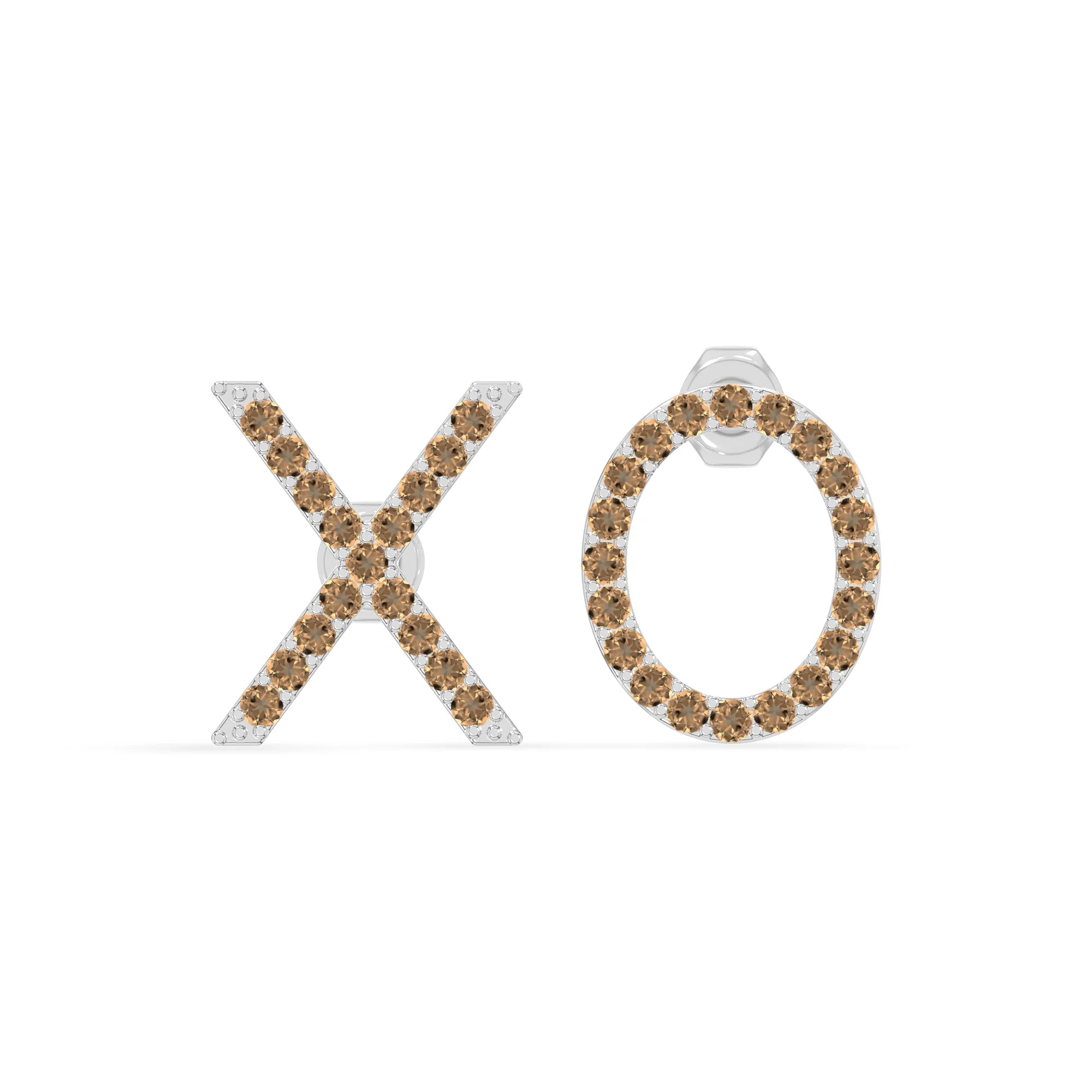 natural citrine xo stud earrings in sterling silver 